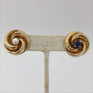 14k yellow gold large spiral earring jackets. Michael Anthony. Vintage.